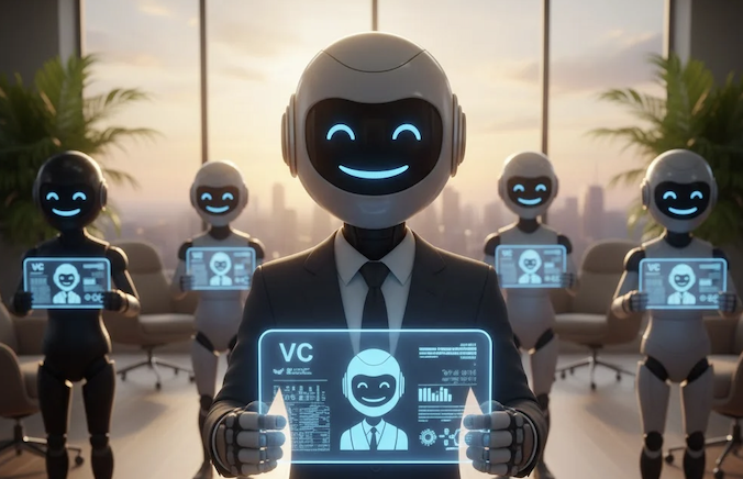 Bots represented as digital workers, each with a distinct identity.